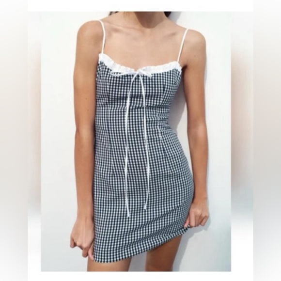 Zara gingham mini dress Sz M - Picture 4 of 4